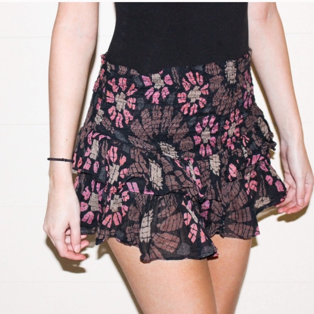 ISO FREE PEOPLE ONE Pepita Smocked Skirt